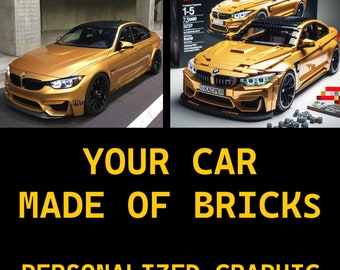 Custom Car Brick Model Portrait, Personalized Car Art (Digital Image)