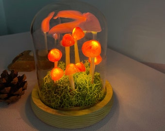 Lampada a fungo rosa/Luce originale fatta a mano/Simpatica luce notturna a fungo retrò/Regalo fatto a mano