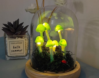 Green Mushroom Lamp | Handmade Mushroom Light Night | Original Mushroom Lamps | Forest Mushroom |Creative Gift | Illuminating Nature's Magic