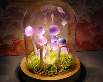 Lampe champignon violette faite main | Jolie nuit lumineuse aux champignons | Lampe champignon unique | Décoration artisanale en forme de champignon | Cadeau lumineux | Cadeau de Noël