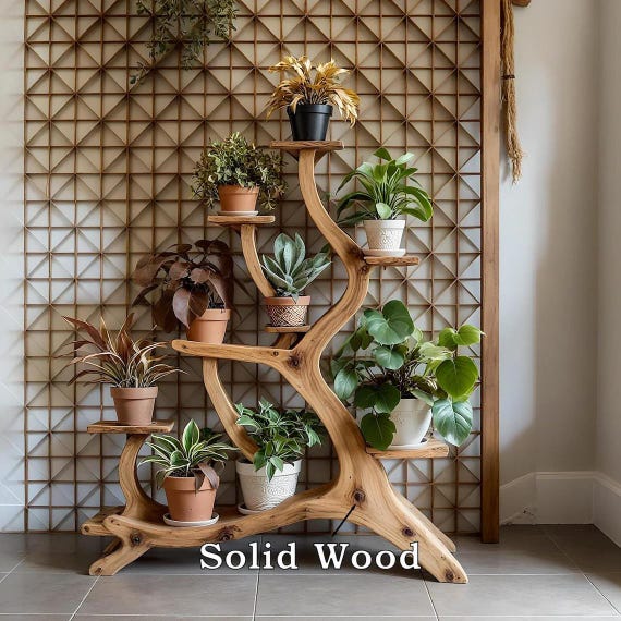 TOVACU Support De Plantes En Bois à 2 Niveaux Pour Intérieur Ou Extérieur - Pour Pots De Fleurs - Pour Terrasse, Balcon, Entrée, Porche, Salon - Design Classique En X