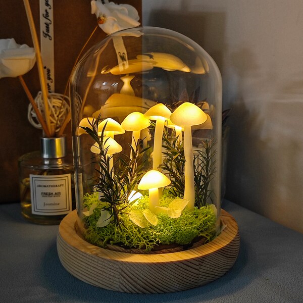 Lampe champignon blanche faite main | Lampes champignon forestier | Lampe champignon | Lampe de bureau | Cadeaux lumineux | Cadeau d'anniversaire | Cadeau d'anniversaire