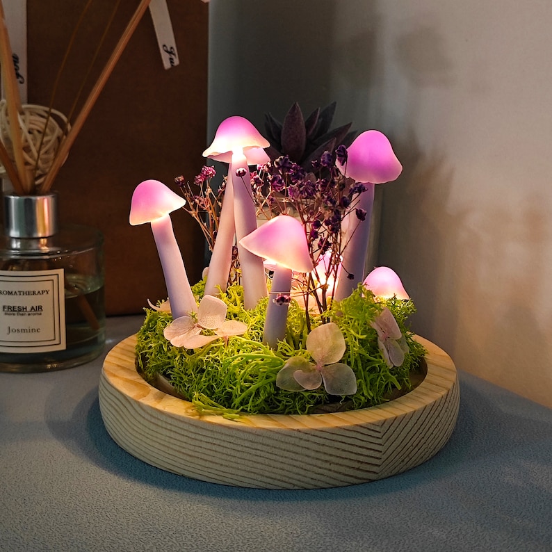 Handmade Purple Mushroom Lamp Vintage Mushroom Lamp Cute Mushroom Light Night Bedroom Fairy Lights Gift Lights Anniversary Gift image 7