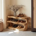 3-Tier Wooden Shoe Rack Bench,Handmade Entryway Storage with Seat,Customizable Shoe Organizer&Bag Holder,Rustic Solid Wood Hallway Furniture