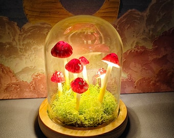 Red Mushroom Lamp/Forest Red Mushroom/ Mushroom Decor /Cute Retro Mushroom Night Light/Handmade Gift/Christmas Gifts