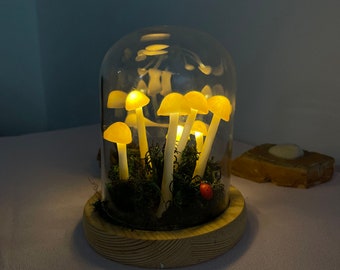 Lampe champignon jaune faite à la main lampe champignon vintage cadeau fête des mères chambre guirlande lumineuse cadeau lumières