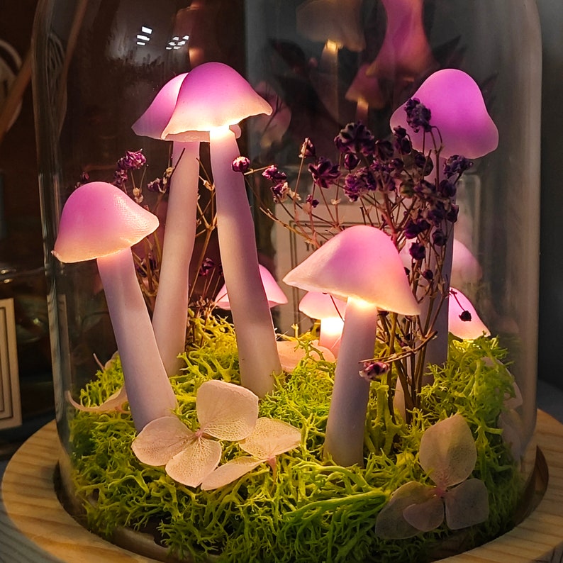 Handmade Purple Mushroom Lamp Vintage Mushroom Lamp Cute Mushroom Light Night Bedroom Fairy Lights Gift Lights Anniversary Gift image 3