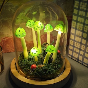 Handmade Green Spotted Mushroom Lamp Unique Mushroom Light Night Forest Green Mushroom Whimsical Mushroom Lamp Gift Light image 2