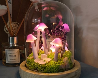Lámpara de setas púrpura hecha a mano / Lámpara de setas vintage / Linda noche de luz de setas / Luces de hadas del dormitorio / Luces de regalo / Regalo de aniversario
