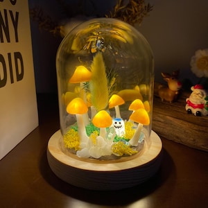 Whimsical Handmade Mushroom Lamp with Ghost & Gravestone Scene | Mushroom Night Light Lamp | Decorative Forest Lamp | Christmas Gift Lamp