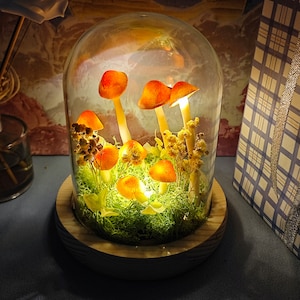 Handgefertigte Pilzlichter Wald orange gelber Pilz Original Pilzlampe Geschenklicht Kreatives Geschenk Erhellende Magie der Natur Bild 1