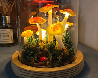 Lámpara de setas amarillas hecha a mano / Luz de setas linda / Lámpara de escritorio de mesa para decoración del hogar / Luces de regalo / Regalo de aniversario / Regalos de Navidad
