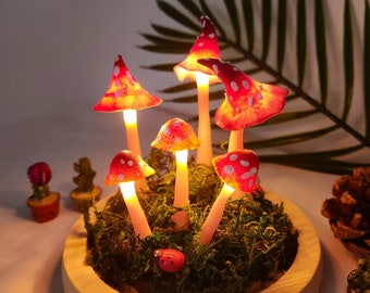 Handmade Mushroom Lamp | Forest Red Mushroom Light | Witch Hat Shape Mushrooms Lamp | Gift For Her | Dreamy and Romantic Night Light