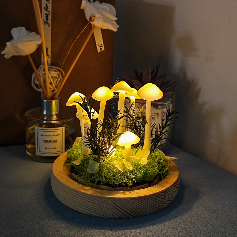 Handmade White Mushroom Lamp Forest Mushroom Lamps Mushroom Light Table Desk Lamp Gift Lights Anniversary Gift Anniversary Gift image 2