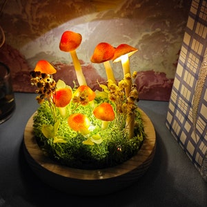 Handgefertigte Pilzlichter Wald orange gelber Pilz Original Pilzlampe Geschenklicht Kreatives Geschenk Erhellende Magie der Natur Bild 3