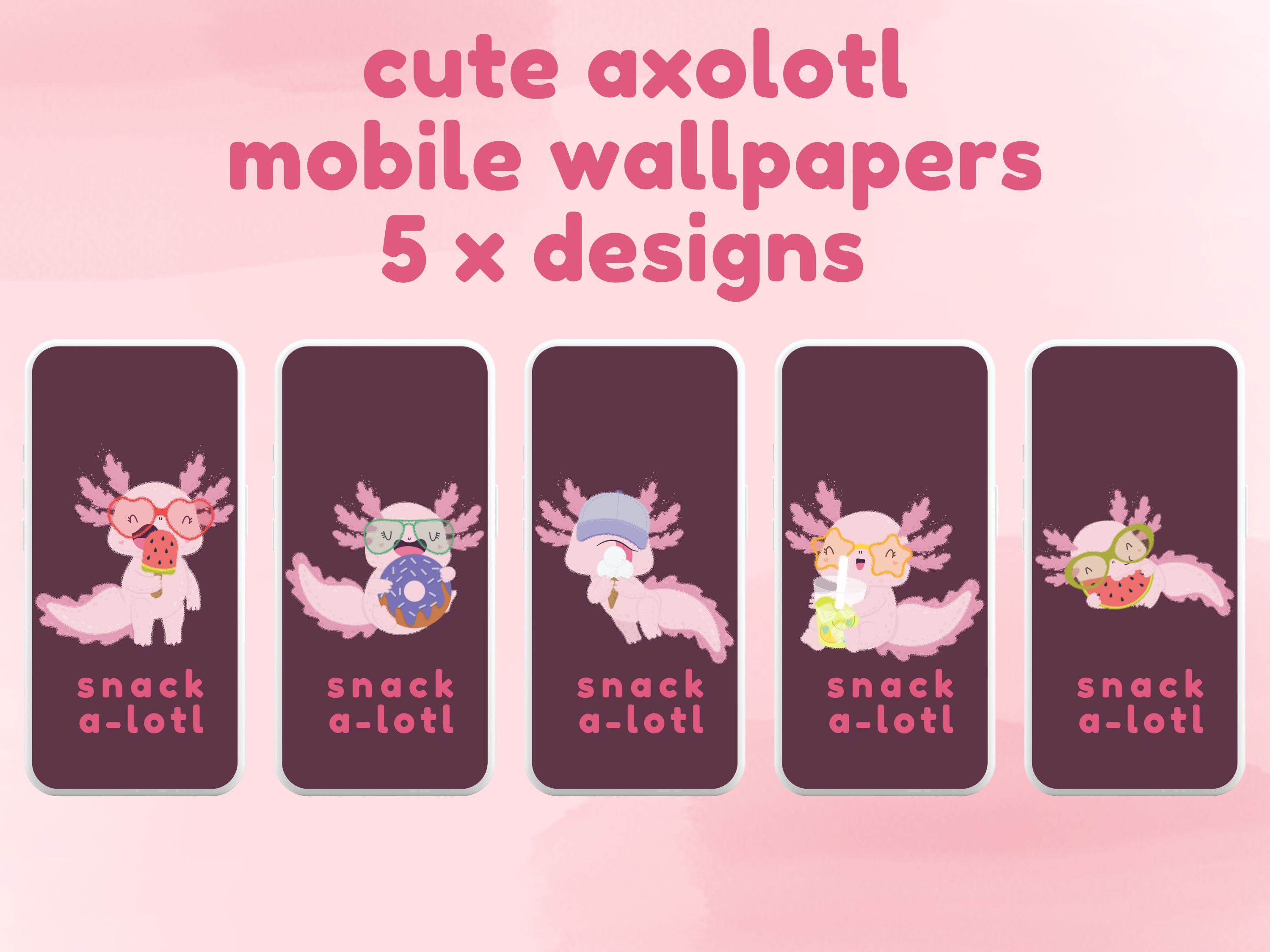 Axolotl Clipart Bundle Commercial Use Graphics Kawaii Axolotl  Etsy