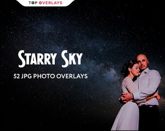 52 Starry Sky Photo Overlays, Stars Overlay, Digital Stars, Christmas Overlays, Night Sky Overlays, Starry Overlay