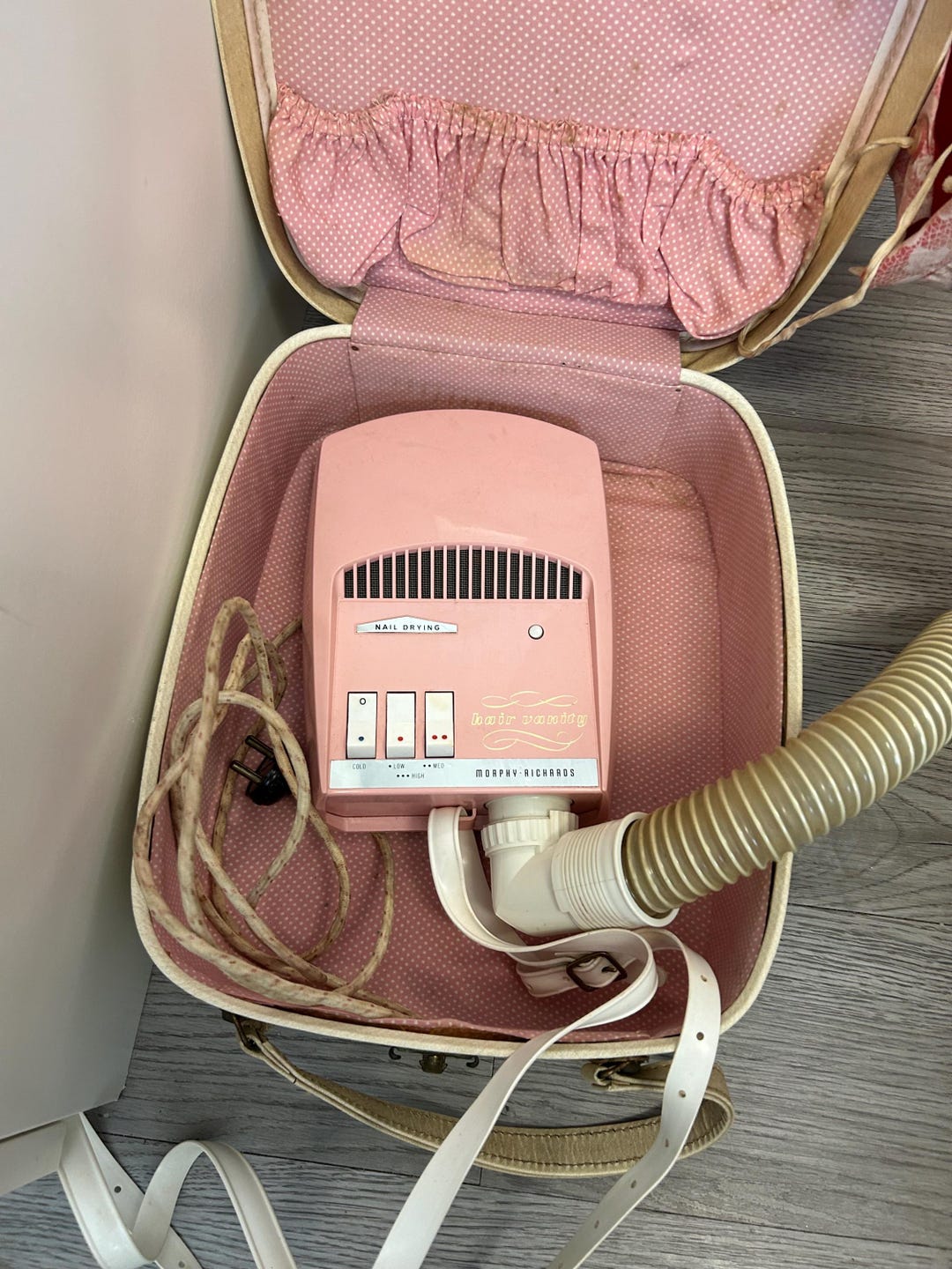 Vintage Pink Morphy Richards Hair Dryer With Vanity Case - 1960s