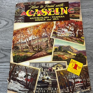 Vintage MCM Art Book by CASEIN &quot;How to Paint with ACRYLIC&quot; published by Walter Foster