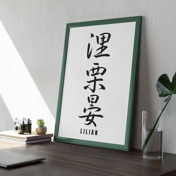 Nom kanji personnalisé en impression japonaise cadeau en téléchargement numérique JDM Art déco murale personnalisée affiche imprimable calligraphie katakana chinois