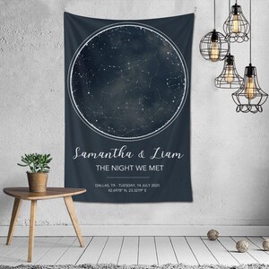 Custom Star Map By Date Tapestry The Night We Met Moon You Were Born Gift Personalized Constellation Sky Celestial Wall Hanging Home Decor