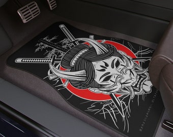 Female Samurai Car Floor Mats JDM floor mats JDM car mats Japanese art car rags Custom car floor mats Samurai car mats JDM art Samurai art