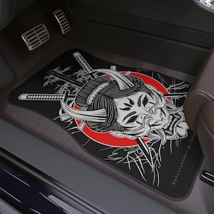 Female Samurai Car Floor Mats JDM floor mats JDM car mats Japanese art car rags Custom car floor mats Samurai car mats JDM art Samurai art