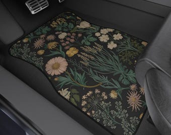 Vintage Floral Car Floor Mats Set Custom Retro Wildflower Art JDM Auto Accessories SUV Truck Girl New Vehicle Interior Decor Cute Gift Her