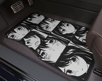 Anime Girl Front Car Floor Mats Set Custom JDM Car Mats Anime Design Japanese Inspired Manga Kawaii Mood Vibe Design Anime Art Sakura Love