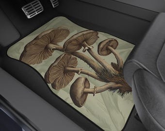 Vintage Mushrooms Car Floor Mats Set Custom Retro Botanical Art JDM Auto Accessories SUV Truck Girl New Vehicle Interior Decor Cute Gift Her