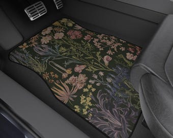 Vintage Floral Car Floor Mats Set Custom Retro Wildflower Art JDM Auto Accessories SUV Truck Girl New Vehicle Interior Decor Cute Gift Her