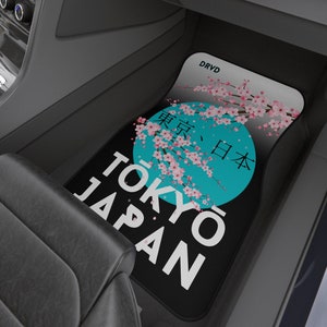 Tokyo Japan Car Floor Mats Set Cherry Blossom Japanese Sun JDM floor mats JDM car mats Japanese art Pink Blue JDM Car Floor Liners Sakura