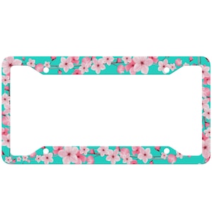 Sakura Cherry Blossom Anime License Plate Frame JDM Anime License Plate Holder Japanese Flowers JDM Pink Car Accessories Front License Plate