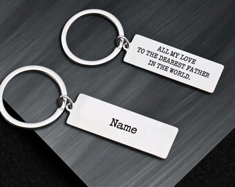 Custom Engraved Keychain Personalized Name Text Car Metal Bar Keyring Bag Tag Groomsmen Father Husband Boyfriend Mom Dad Gift Him Her Men