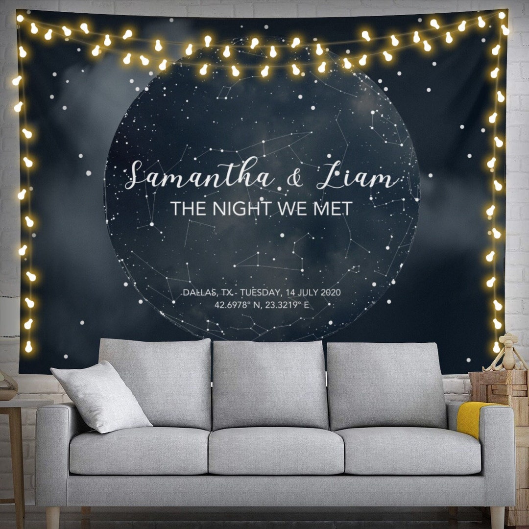 Custom Star Map by Date Tapestry the Night We Met Moon You Were Born ...