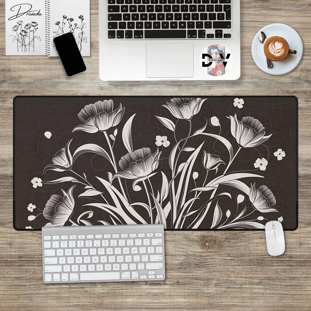 Floral Desk Mat Large Gaming Wildflower Mouse Pad Custom Boho ...