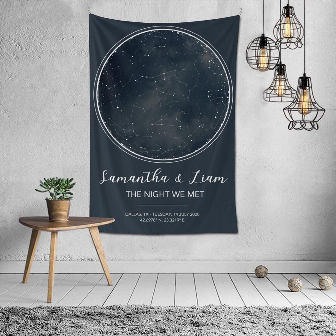 Custom Star Map by Date Tapestry the Night We Met Moon You Were Born ...