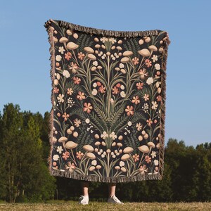 Cottagecore bloemen geweven deken vintage wandtapijt hangend boho woondecoratie katoen gezellig plaid Wildflower jacquard omzoomd cadeau hem haar stel