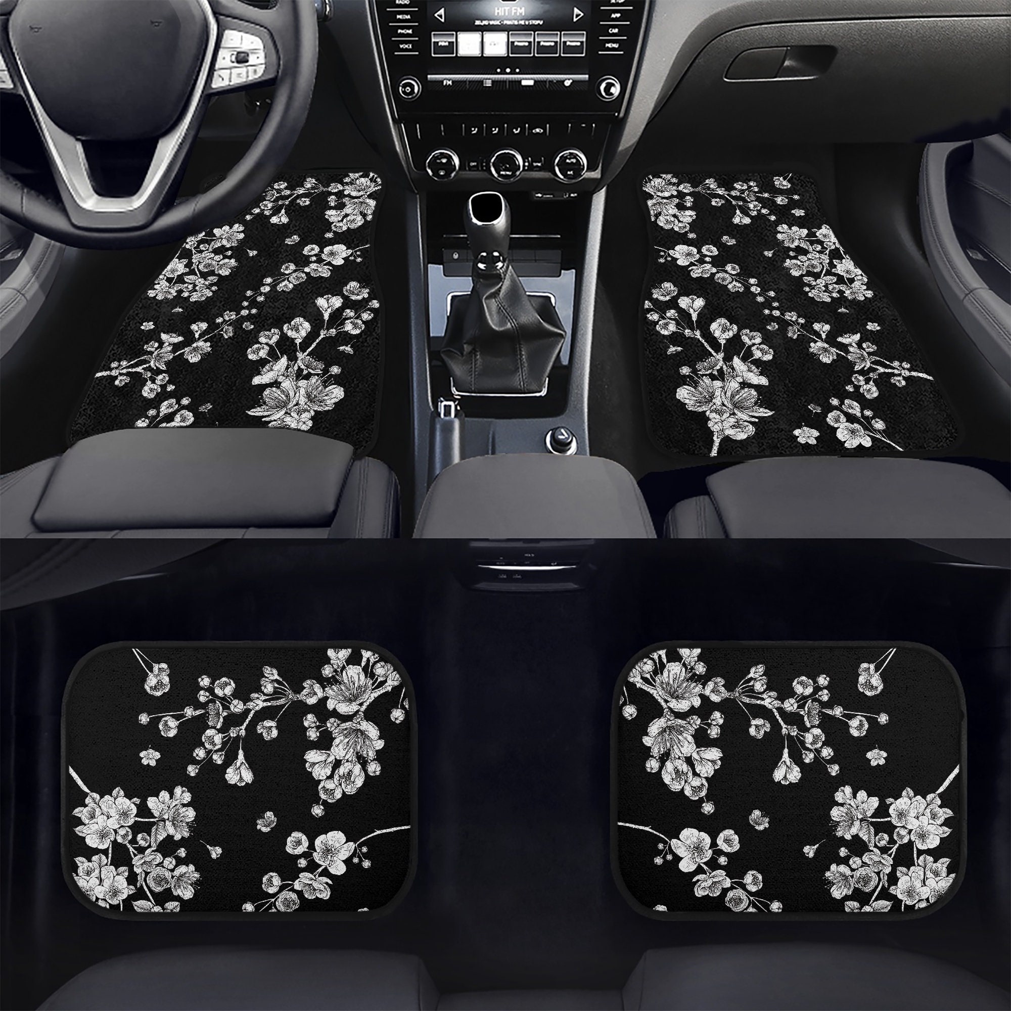 Flower Floor Mat / Black × White 81nkjz4A5iL._UF894,1000_QL80_.jpg