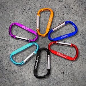 Personalized Carabiner Keychain Custom Name Engraved Clasp Keyring Gift Him Dad Husband Boyfriend Climber Hiking Camping Outdoor Travel Clip