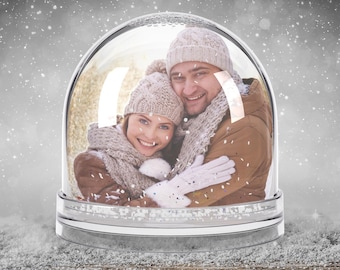 Benutzerdefinierte Foto-Schneekugel Personalisierte Weihnachten Familienbild Porträt Andenken Haustier Baby Urlaub Dekor Erinnerung Geschenk Paar Ihn Ihr Neues Zuhause