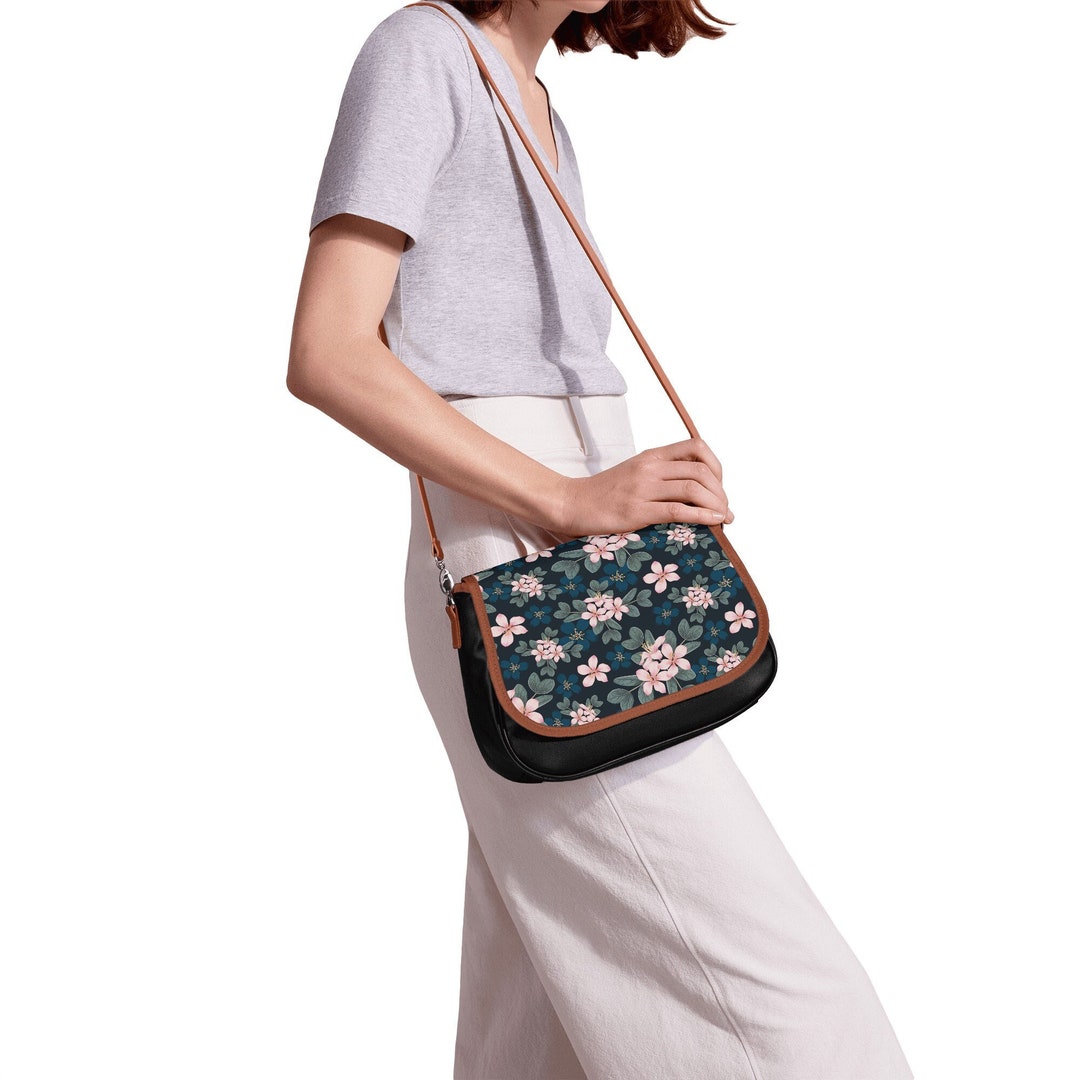 Cherry Blossom Floral Small Leather Shoulder Bag Women Japanese