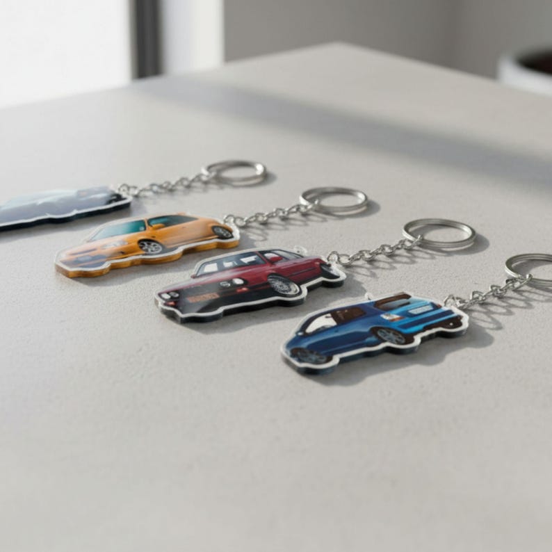 Custom Car Keychain Personalized Photo Picture Model Shape Acrylic Keyring Motorcycle Charm JDM Gift Him Racer Boyfriend Dad Men Husband image 4