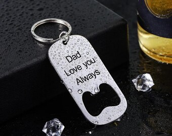 Custom Bottle Opener Keychain Personalized Engraved Car Keyring Name Text Dog Tag Beer Groomsmen Father Husband Boyfriend Dad Gift Him Men
