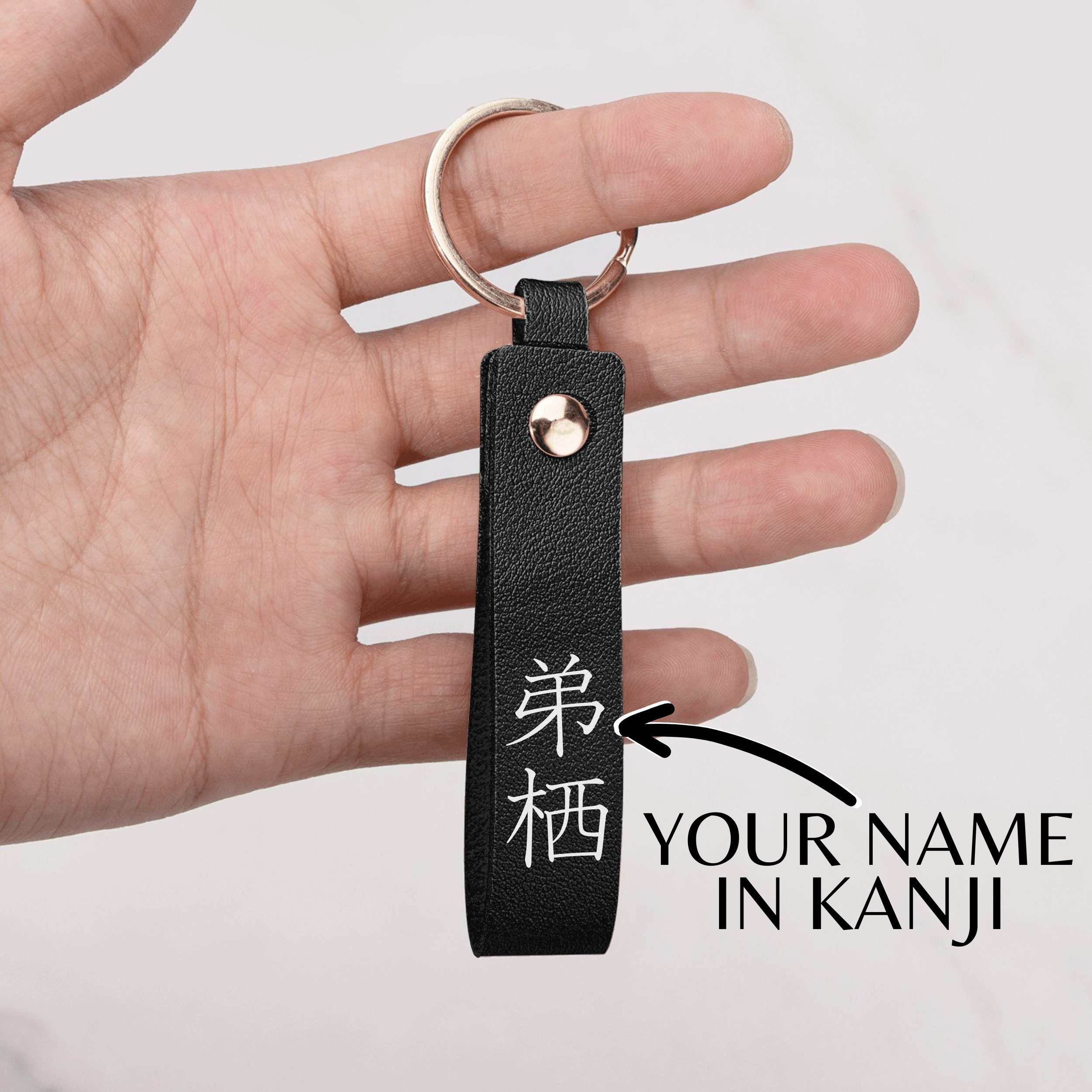 Custom Japanese Kanji Name Keychain Personalized JDM Leather Name