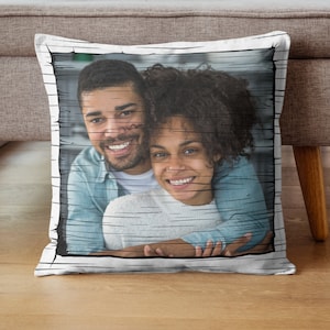 Custom Photo Pillow Cover Personalized Picture Accent Throw Cushion Case New Home Sofa Couch Decor Rustic Housewarming Name Gift Mom Dad Pet
