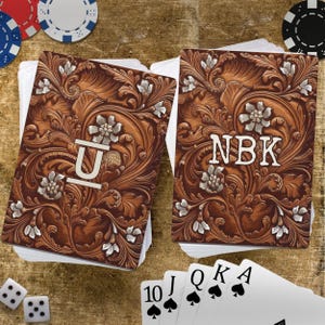 Carte da gioco Western personalizzate, iniziali personalizzate, logo del marchio, mazzo di poker per la famiglia, regalo per la serata di gioco, bomboniere per matrimonio, coppia, lui e lei