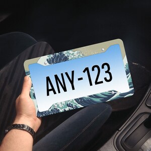 Kanagawa Wave Custom License Plate Frame Japanese Inspired JDM License Plate Holder Cover Japanese Wave JDM Design Car Accessories Anime JDM image 4