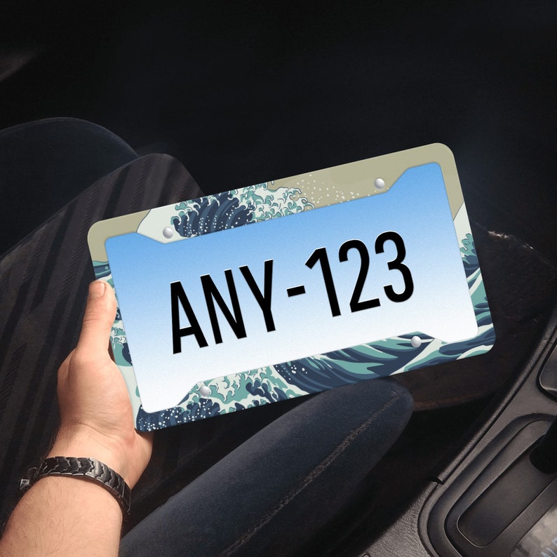 Kanagawa Wave Custom License Plate Frame Japanese Inspired JDM License Plate Holder Cover Japanese Wave JDM Design Car Accessories Anime JDM image 4