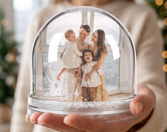 Custom Photo Snow Globe Personalized Christmas Family Picture Portrait Keepsake Pet Baby Holiday Decor Memorial Gift Couple Him Her New Home